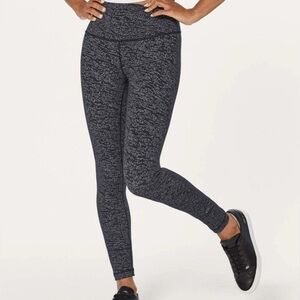 Lululemon Wunder Under high-rise leggings in a black and white "Night View"